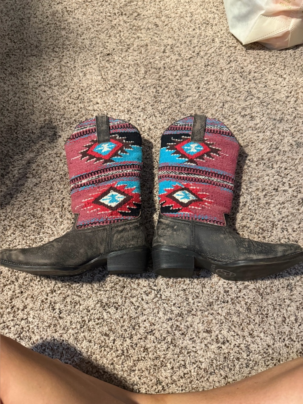 Roper Aztec Pattern Western Boots - Pink & Turquoise